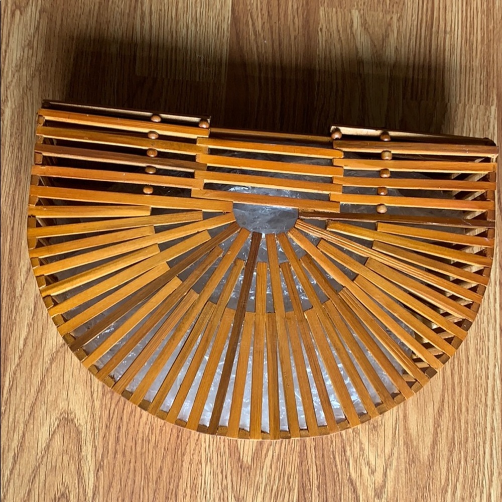 Bamboo Clutch with wooden bead detail.